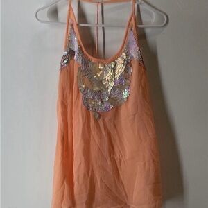 Women's GUESS Y2K Peach CrepeSequin Embellished Top, BNWT